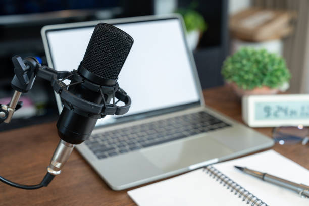 istock microphone recording podcast at home 2157417375