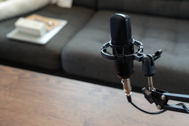 istock microphone recording podcast at home 2157417377