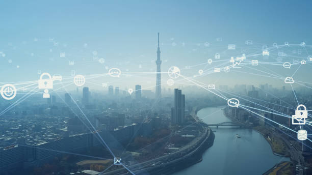 istock Smart city and communication network concept. 5G. IoT (Internet of Things). Telecommunication. 2157420277