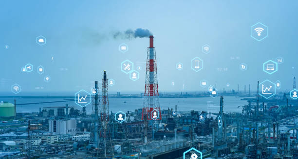 istock Industrial technology concept. Communication network. INDUSTRY 4.0. Factory automation. 2157420304