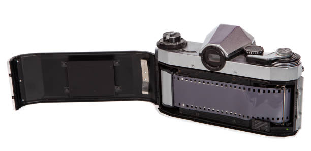istock Opened Vintage Camera with Film Roll 2157421354