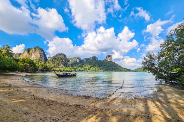 Beautiful sandy Railay beach on the Andaman sea in Thailand.