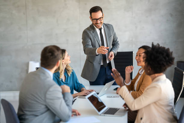 istock Successful business professionals presenting analytical report, working together in corporate office 2157427678