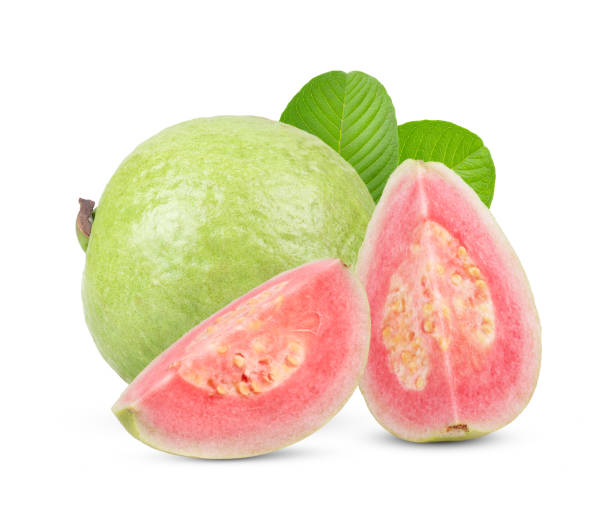 istock pink guava isolated on white background 2157428602