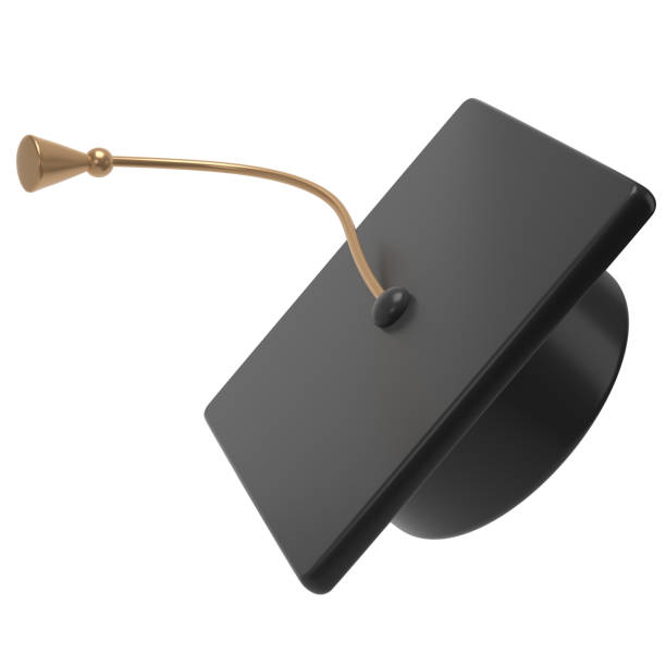 istock 3d fly graduate black cap. School icon. Cap in air. Graduation university or college element. Education, training, knowledge concept cartoon illustration 2157429158