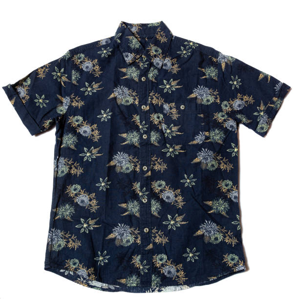 istock Men's short sleeved shirt on white background 2157431027