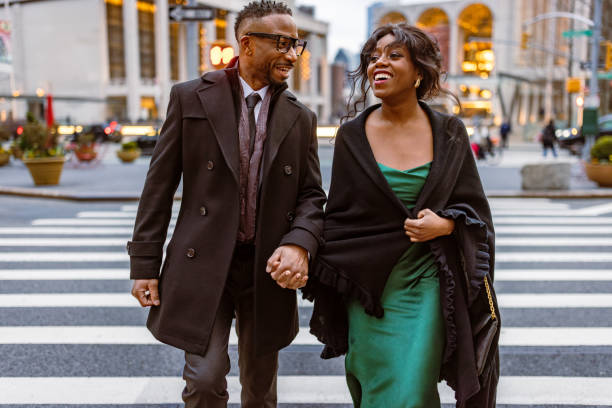 istock Elegantly Dressed Couple Heading to Opera in Manhattan Evening 2157433407