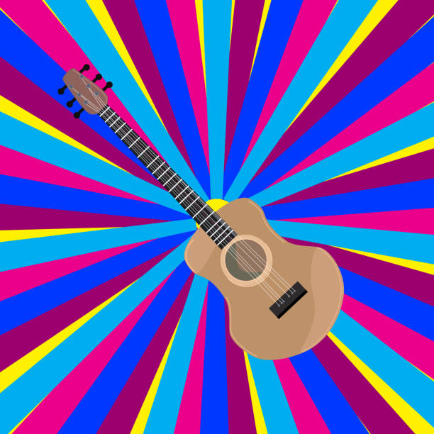 guitar instrument All elements grouped and easy to edit notes on guitar neck stock illustrations