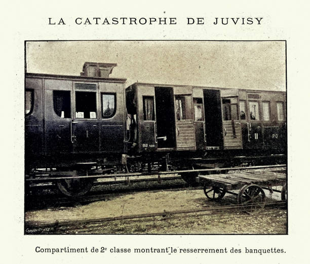 istock Damaged 2rd Class carriage, Train Collision, Railway accident at Juvisy station in Juvisy-sur-Orge, France, on 5 August 1899, 19th Century 2157442156