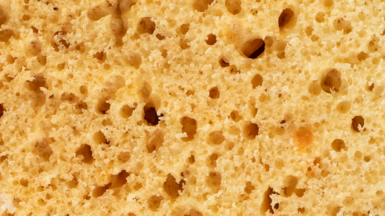 Cake Texture, rotation in circle. the cross section of the biscuit dough, Turning. selective focus.