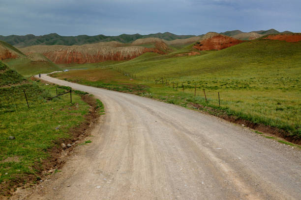 country road in Danxia landform area