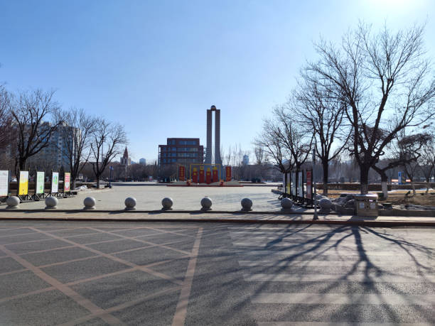Monument at central square in Yingkou city, Liaoning, China.