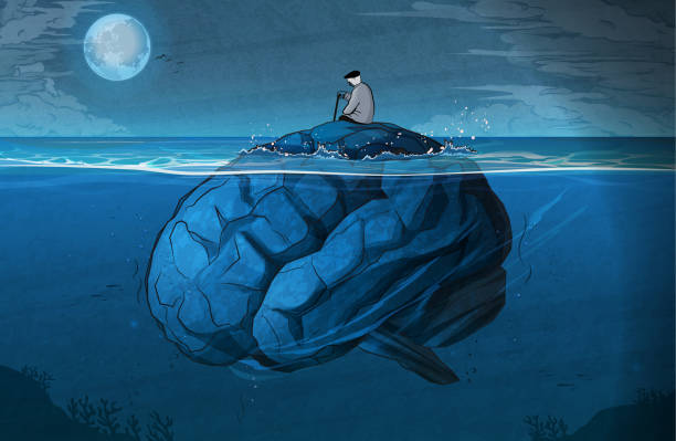 stárnutí a duševní zdraví - ztráta pojem stock ilustrace