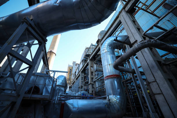 istock Industrial shot with a thermoelectrical power plant 2157454077