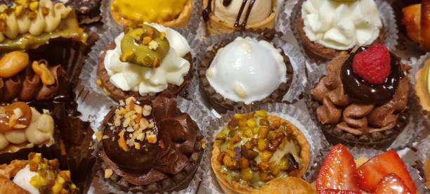 istock Assorted miniature french pastries up close 2157463604