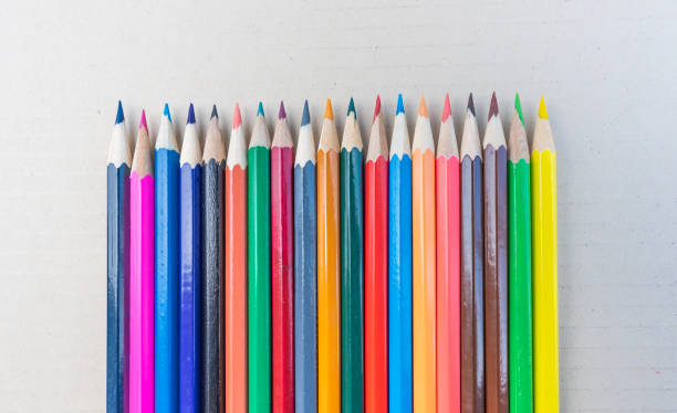 istock Top view colorful pencils lay-out 2157463625