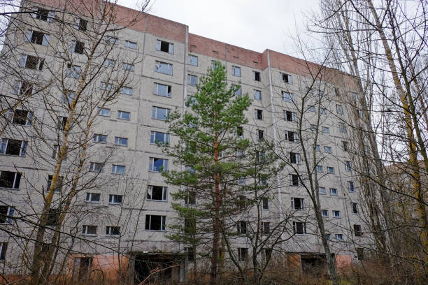 istock A large, grey building with many windows is surrounded by bare and green trees. 2157467402