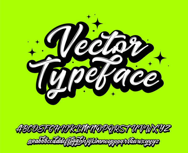 Handwritten brush style modern cursive font. Vector Alphabet. Lettering and Custom Typography for Designs: For Poster, Invitation, etc. Handwritten brush style modern cursive font isolated on white background. marker font alphabet stock illustrations