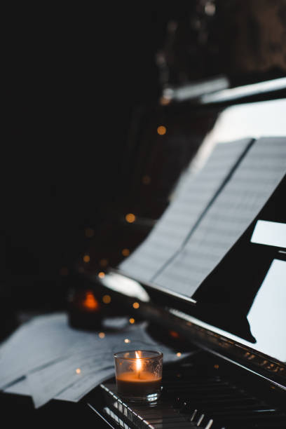 istock Piano keys with musical notes close up 2157470536