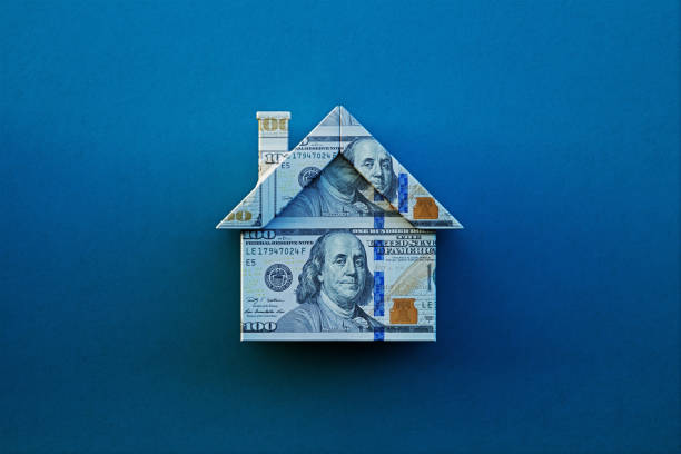 istock House Object Textured With 100 American Dollar Bill On Blue Background 2157476209
