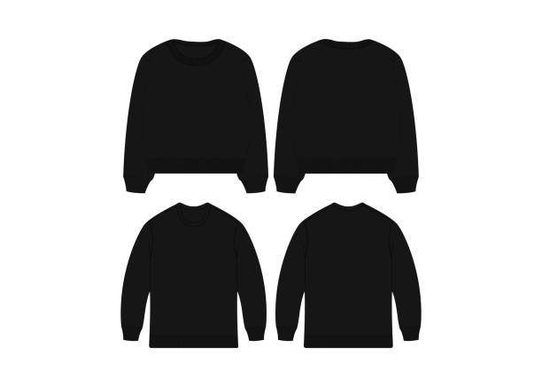 istock Black Crewneck Sweatshirt Vector Mockup - Mens Crewneck Sweater Apparel Design - Flat Vector Template for Casual Winter Clothing Black Crewneck Sweatshirt Vector Mockup Template Crewneck Sweater Apparel Design Crewneck Shirt Flat Vector Template 2157476626