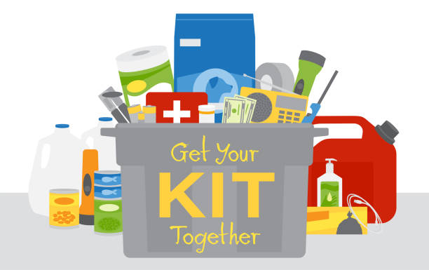 ilustraciones, imágenes clip art, dibujos animados e iconos de stock de consigue tu cubo de kits - huracán