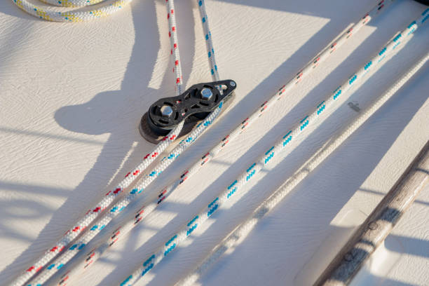 Close-up of the sailboat white deck organizer