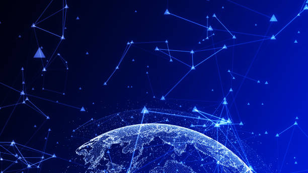 istock World map background. Futuristic global connections around the earth planet 2157483724