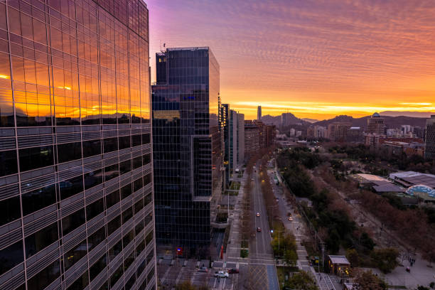 istock Beautiful sunset reflected on modern skyscrapers facade 2157484740