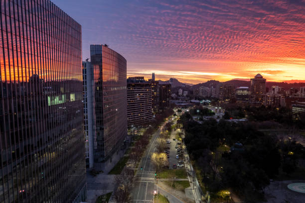 istock Beautiful sunset reflected on modern skyscrapers facade 2157484768