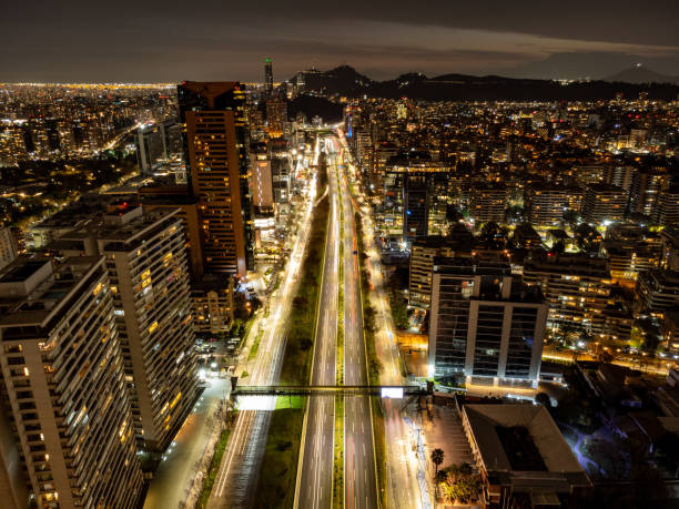 Aerial view of Kennedy highway in Santiago de Chile