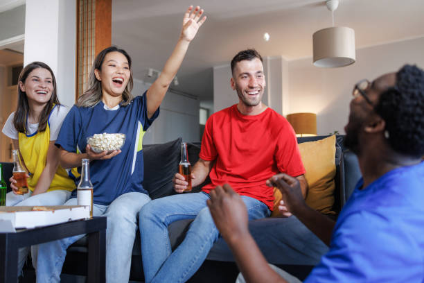 istock Diverse friends having fun at home 2157486453