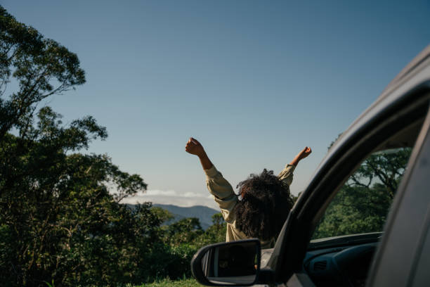Black woman contemplating the view on a trip