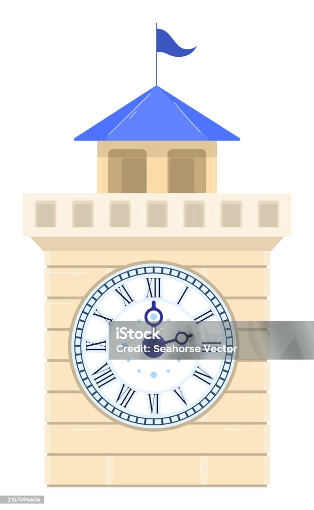 Clock Tower Color Designs Digital Representation Classical Clock Tower Beige Brick Structure ...