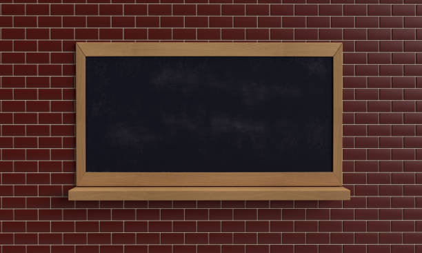 Blackboard brickwall empty blank mock up background wallpaper vintage structure vintage rough education texture grunge concrete classroom dirty frame retro interior surface cement light .23d render