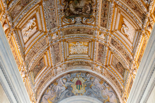 Venice/Italy - May 12, 2024: Decoration on the ceiling in Doge's Palace in Venice
