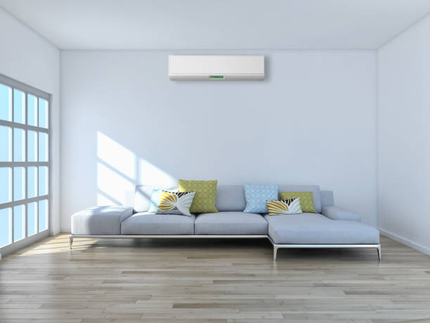 istock modern bright interiors room with air conditioning and remote control illustration 3D rendering 2157526521
