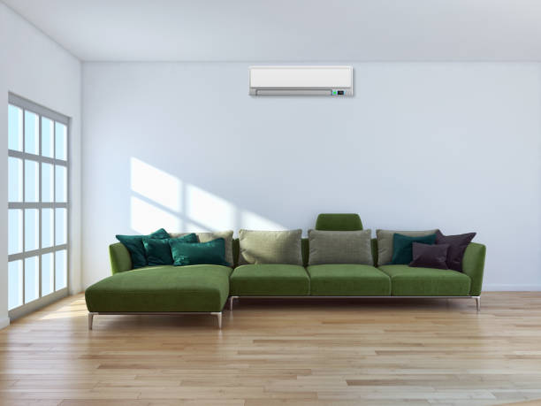 istock modern bright interiors room with air conditioning and remote control illustration 3D rendering 2157526550