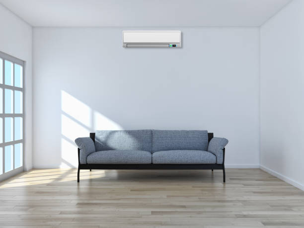 istock modern bright interiors room with air conditioning and remote control illustration 3D rendering 2157526557