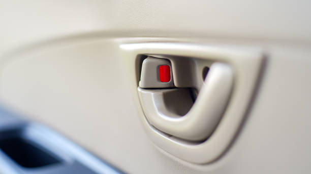 lock Car door indoor inner lock new modern simple classic. Parts of vehicle interior concept. car door panels stock pictures, royalty-free photos & images