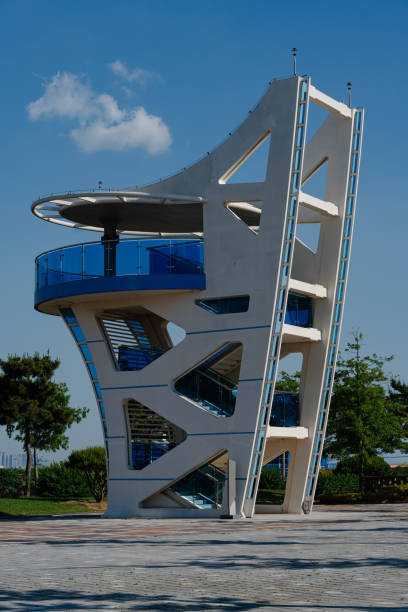 istock Modern architectural observation tower with blue glass 2157527350