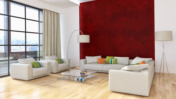 istock Illustration 3D rendering large luxury modern bright interiors Living room mockup computer digitally generated image 2157532007