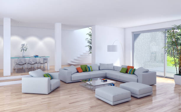 istock Large luxury modern bright interiors Living room mockup illustration 3D rendering image 2157532221
