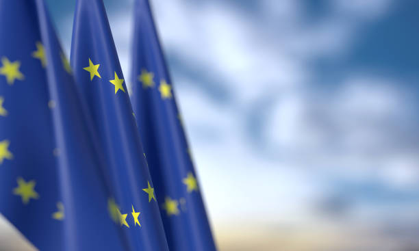 istock European Union Flags On Blue Sky 2157538083