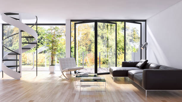 istock Large luxury modern bright interiors Living room mockup illustration 3D rendering image 2157539404