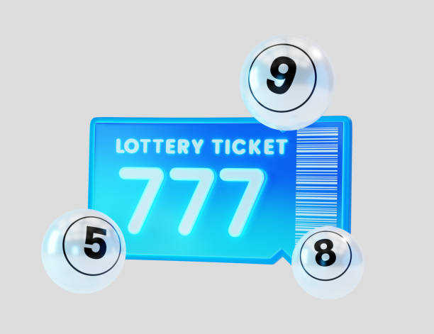 istock Lottery ticket and number balls with clipping path on grey background 2157539559