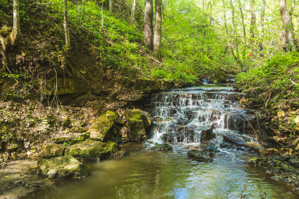 istock A small waterfall on a creek. Moscow region, Russia 2157539720