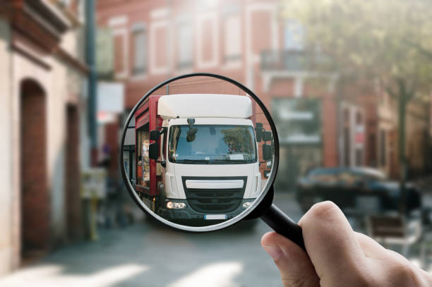 istock Focusing on a delivery truck in a city 2157540080