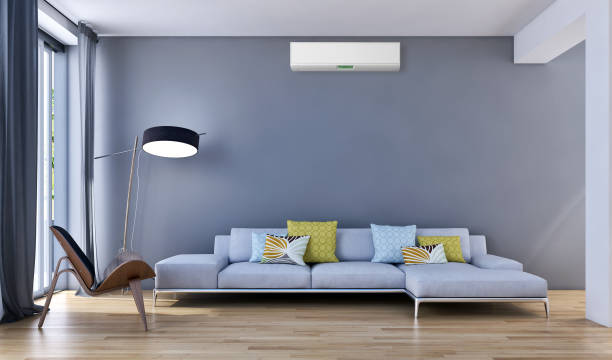 istock modern bright interiors room with air conditioning and remote control illustration 3D rendering 2157540924