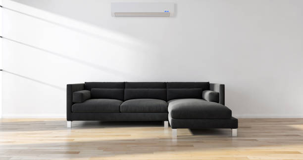 istock modern bright interiors room with air conditioning and remote control illustration 3D rendering 2157540927